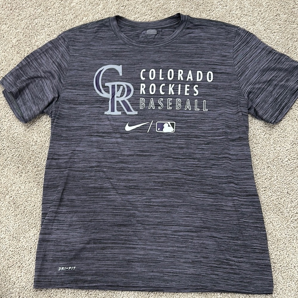 Nike Dry Fit Colorado Rockies Baseball Gray T-Shirt